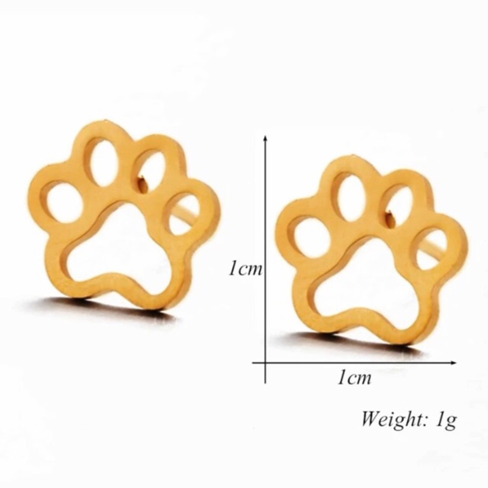 🐾 Paw Print Stainless Steel Stud Earrings NWT - Picture 3 of 12